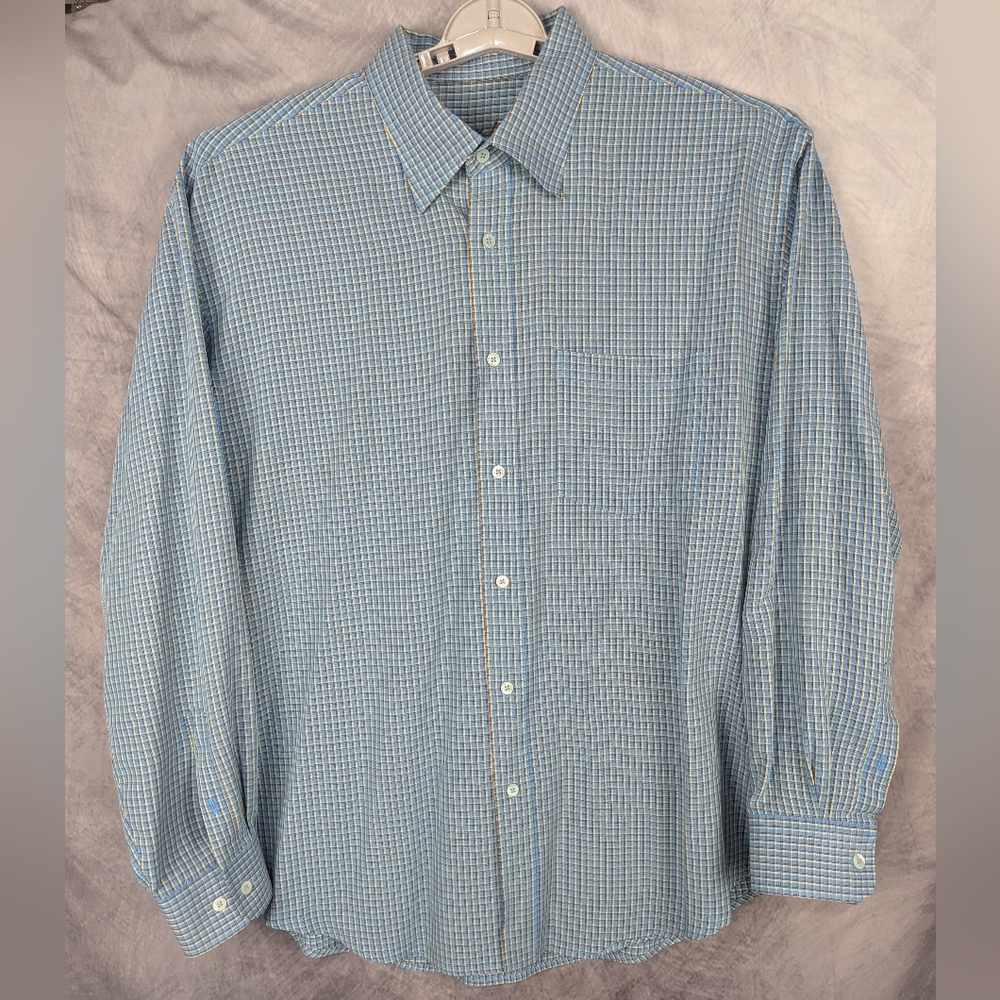 Bugatchi Uomo XL Turquoise/Red/Yellow Button Down Shirt